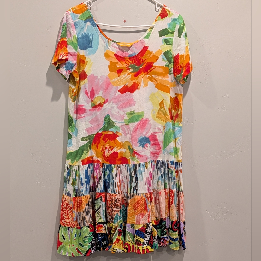 Jams World Hawaii Honolulu Floral Dress Small Floral Tiered Beach